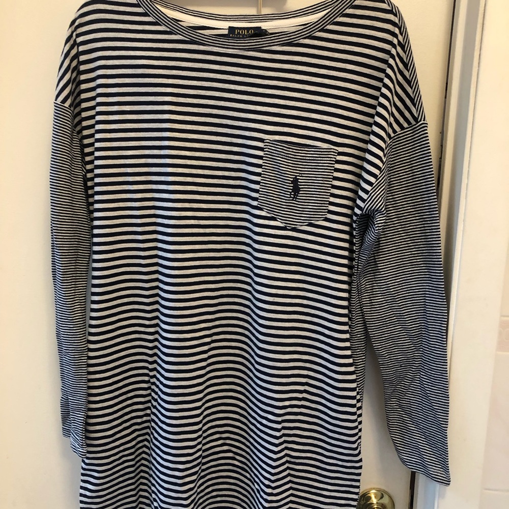 NWT Women’s RALPH LAUREN POLO Blue and white striped TUNIC. Size Small. NEW